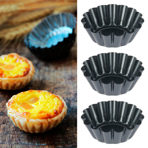 12Pcs Pan Mold Tart Quiche Flan Cake Non-stick Pie Pizza Mold Cupcake Egg Tart Tartlet Baking Mold Muffin Cup Pizza Pan Bakeware