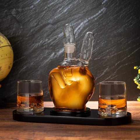 Middle Finger Decanter Novelty Whiskey & Wine Decanter Set, Funny Gift for that Someone You Love! Middle Finger Gift For Adult