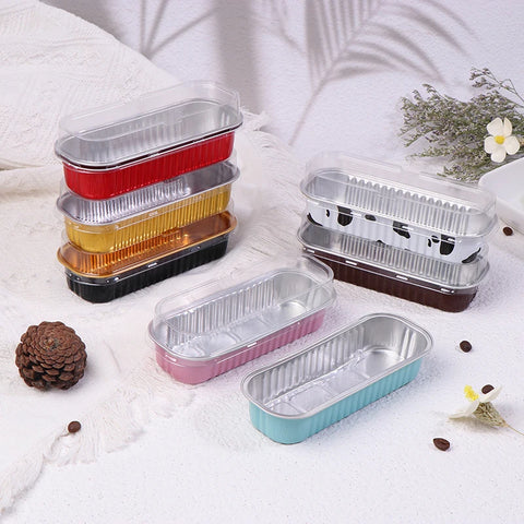 10Pcs Mini Loaf Pans With/Without Lids 6.8OZ Rectangle Aluminum Foil Baking Pans Reusable Mini Bread Containers Muffin Tins