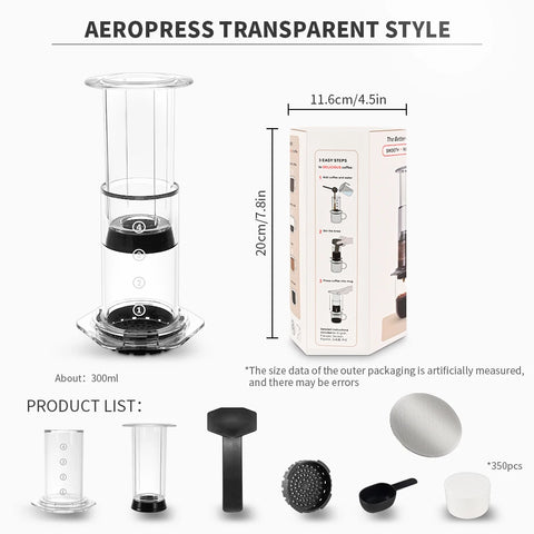 CAFEMASY Portable French Press Coffee Maker Transparent Espresso Coffee Pot Air Press Coffee Machine With filters For Aero Press