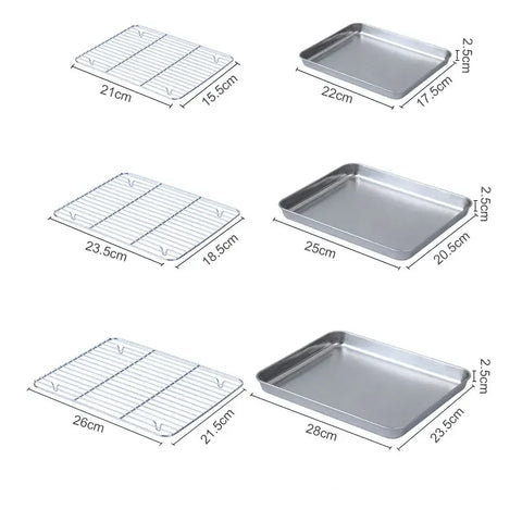 Stainless Steel Barbecue Tray Flat Chassis Multi Purpose Removable Cooling Rack Tray Set Kitchen Nonstick Cake Baking Pan