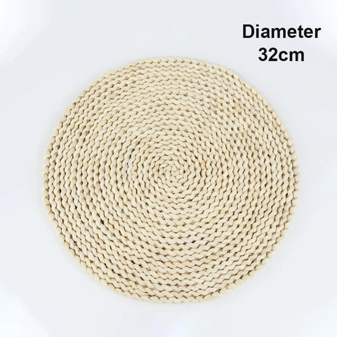 Round Natural Corn Wool Woven Placemat Thickened Insulation Tea Mat Heat-Resistant Casserole Mat Kitchen Supplies 1Pcs