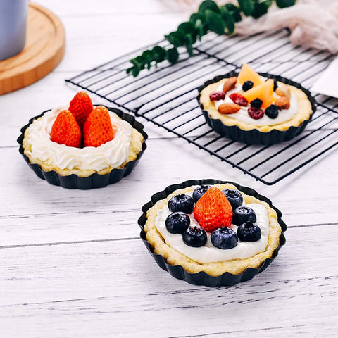 10cm Mini Pie Muffin Cupcake Pans Non-Stick Tart Quiche Flan Pan Molds Pie Pizza Cake Mold Removable Loose Bottom Round Bakeware