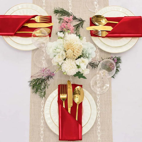 Satin Napkin Serving Square for Table Decoration, Dinner Towel for Wedding Party, Home, Hotel, Christmas, Red, 30cm X30cm, 6pcs