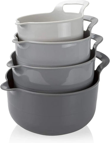 Set of 4 - Plastic Mixing Bowls - Mixing Bowl Set for Prep - Nesting Mixing Bowls for Kitchen - Mixing Bowls with Pour Spout