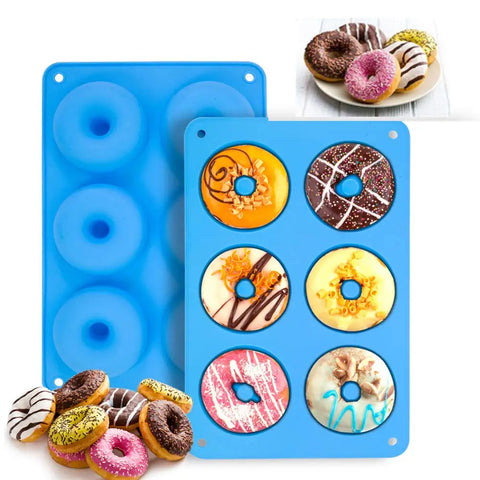 6 Holes Silicone Donut Mold Baking Pan Non-Stick Baking Pastry Chocolate Cake Dessert DIY Decoration Tools Bagels Muffins Donuts