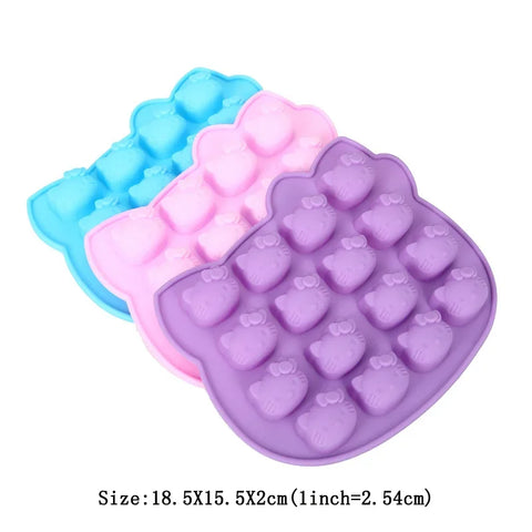 3D Cute KT Cat Silicone Molds Cake Decorating Tools Cupcake Baking Mold Candy Cookie Jelly Ice Cube Chocolate Moulds