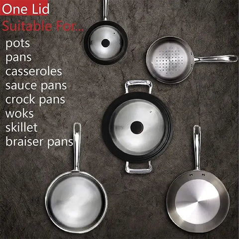 16-22-28-32cm Silicone Glass Covers Pans Skillets Multifunctional Adaptable Lids Stove Round Protector Caps Kitchen Accessories