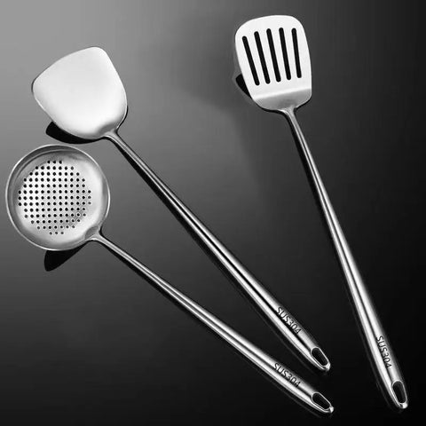 304 Stainless Steel Wok Spatula Metal Kitchen Accessories Slotted Turner Rice Spoon Ladle Cooking Tools Utensil Set Dropshipping