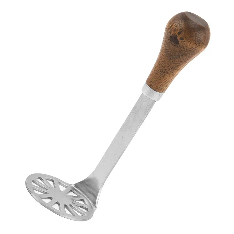 Stainless Steel Potato Masher with Wooden Handle Multifunction Pumpkin Banana Puree Mud Press Kitchen Food Crusher Cooking Tools