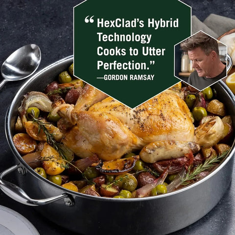 Hybrid Nonstick Sauté Pan and Lid, Chicken Fryer, 7-Quart, Dishwasher and Oven-Safe, Compatible with All Cooktops