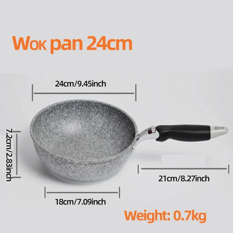 Durable Stone Frying Pan28/26/24/20cm Wok Non-stick Pan Skillet Cauldron Induction Cooker Pans Pancake Egg Gas Stove Home