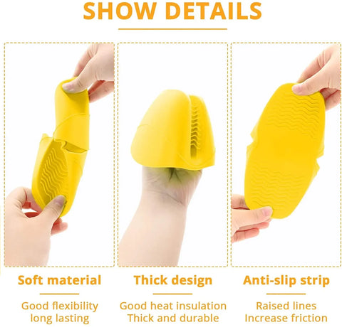 2pcs Silicone Cooking Pinch Grips Oven Mitts Potholder Mini Oven Gloves for Kitchen Cooking Baking Air Fryers Microwaves BBQs