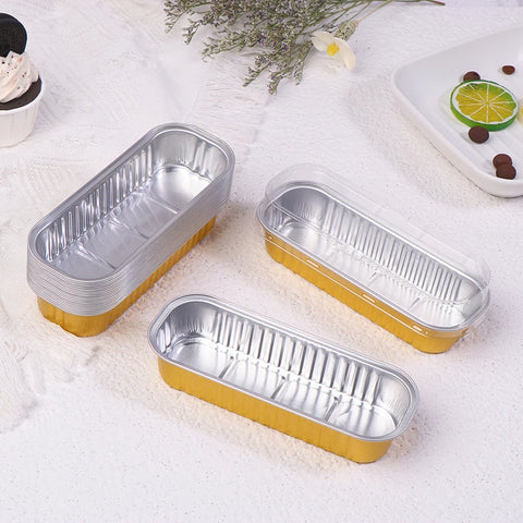 10Pcs Mini Loaf Pans With/Without Lids 6.8OZ Rectangle Aluminum Foil Baking Pans Reusable Mini Bread Containers Muffin Tins