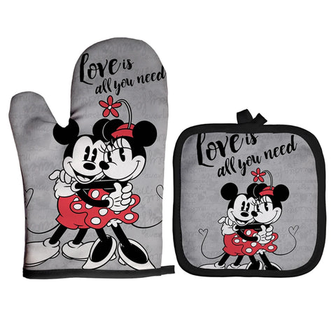 Mickey and Minnie Baking Gloves Cartoon Insulation Mat Pink Microwave Oven Mitt Anti-heat Cooking Potholders Kitchen Accessories