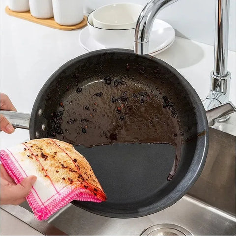 12/1pcs Cotton Dishcloth Super Absorbent Kitchen Towels Non-stick Oil Reusable Household Cleaning Scouring Pads Cloth Dish Rags