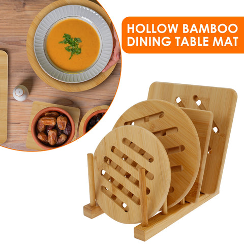 4Pcs Bamboo Trivet Mat Heat Resistant Trivet Hot Pads Natural Bamboo Wood Trivet Reusable Hot Pan Mat Wood Hot Dish Mat Hot Bowl