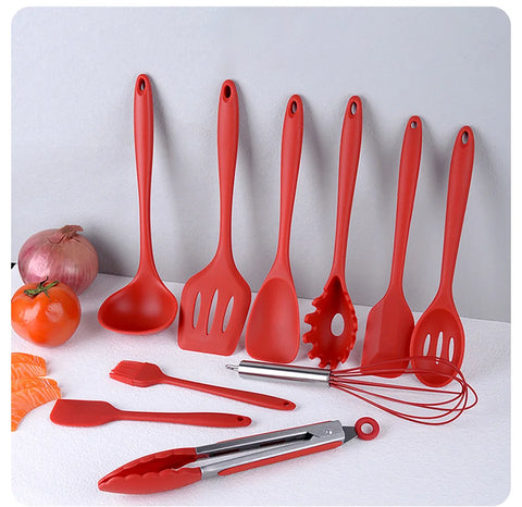 10 PCS Silicone Cookware Set Kitchen Cooking Tools Baking Tools Tableware Silicone Shovel Spoon Scraper Kitchen Accessories