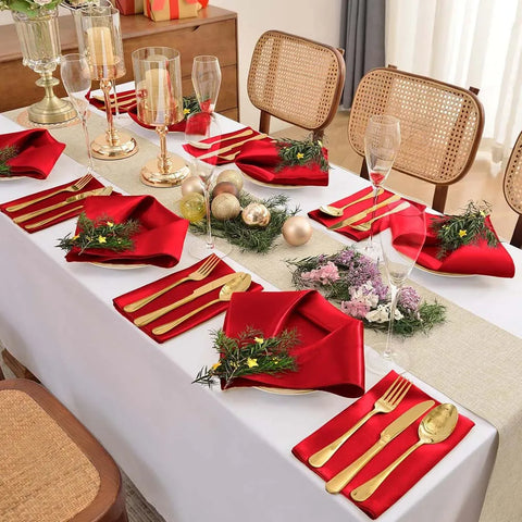 Satin Napkin Serving Square for Table Decoration, Dinner Towel for Wedding Party, Home, Hotel, Christmas, Red, 30cm X30cm, 6pcs