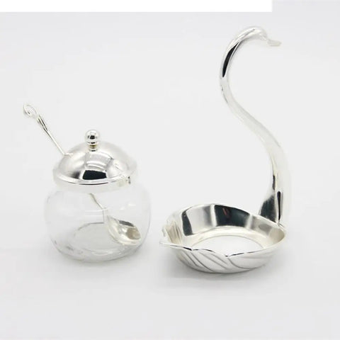 stainless steel swan sugar dish salt and pepper bottle bowl Spice Jar Set Seasoning