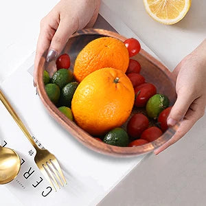 Wooden Salad Bowl Set of 3-Acacia Oval Dessert Displays Serving Trays Great for Fruit, Food, Salads, Mixing & Serving Bowl