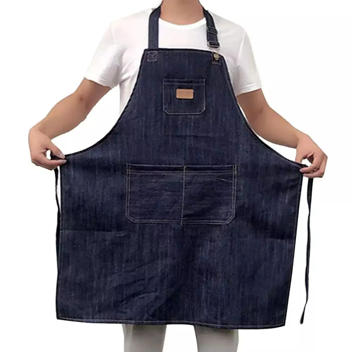 Adjustable Denim Apron with Pockets Stylish Housekeeping Apron for Men and Women - Cooking and Cleaning Essential