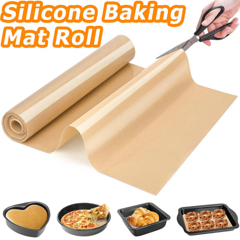 Silicone Baking Mat Roll, Large Reusable Heat Resistant Oven Liner for Cookie Bread, Non-stick Non Slip Dough Rolling Pastry Mat