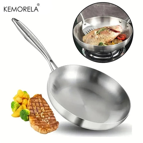 2/3PCS Frying Pan 22/24/26/28CM 304 Stainless Steel 2MM Thick Wok Pan 5 Ply Steel Food Grade Non-Stick Pans for Cooking Pot