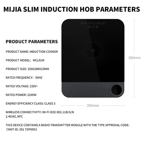 XIAOMI Mijia Ultra-thin Induction Cooker 2100W Smart Home Induction Cooker 23mm ultra-thin Induction Cooker Connect to Mijia APP