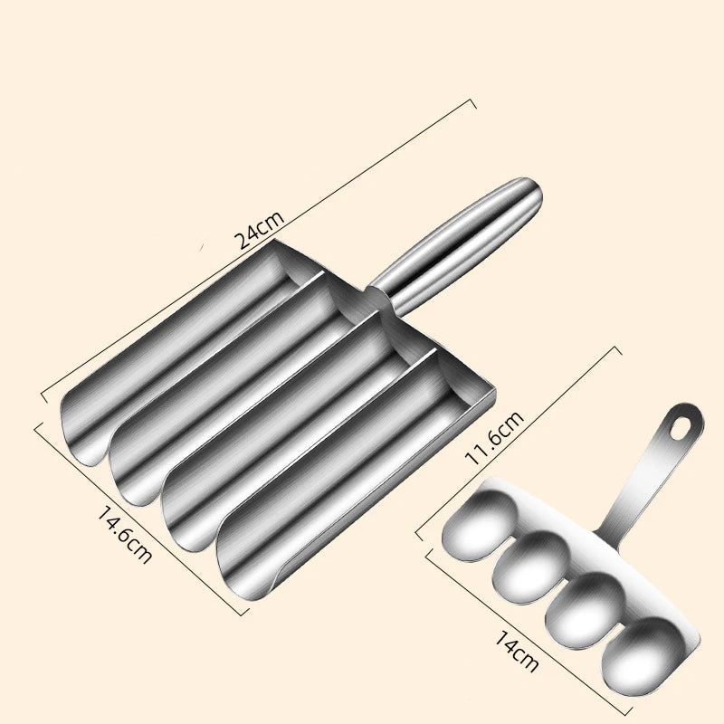 LMETJMA Stainless Steel Meatball Maker Kitchen Meatball Scoop Ball Maker Triple Fishball Meatball Shrimp Ball Maker Tool JT246