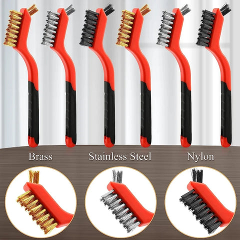 Wire Cleaning Brush Stainless Steel/Brass/Nylon Bristles Brush Polishing Rust Remover Kitchen Stove Sink Scrubbing Cleaning Tool