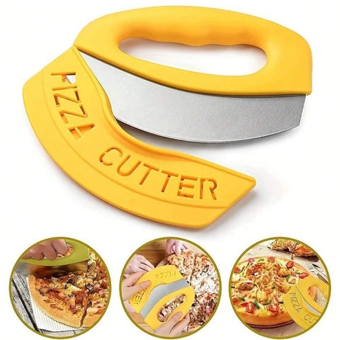 Stainless Steel Pizza Cutter with Cover Food Chopper Herb Cheese Knife Cutter Ring for Precise Pizza Slicing Baking Tools