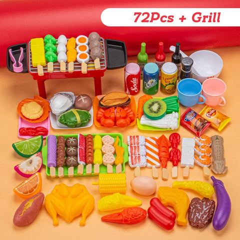 Mini Kitchen Pretend Play Toys Barbecue Set Children's Cooking Simulation Food Multi-set Christmas Gift For Kids Toddlers