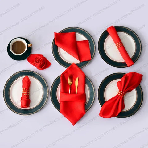 Satin Napkin Serving Square for Table Decoration, Dinner Towel for Wedding Party, Home, Hotel, Christmas, Red, 30cm X30cm, 6pcs