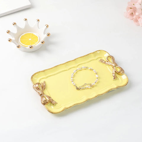 1PC Nordic Bow Tray Cosmetic Fruit Dessert Sundries Storage Plate Cake Snack Tray Home Decorative Dish