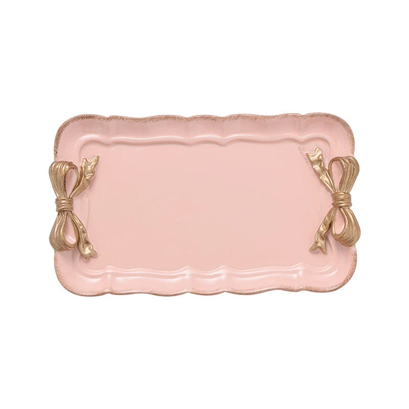 1PC Nordic Bow Tray Cosmetic Fruit Dessert Sundries Storage Plate Cake Snack Tray Home Decorative Dish